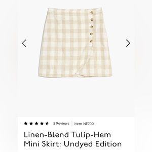 Madewell Gingham Linen Wrap Skirt with Buttons